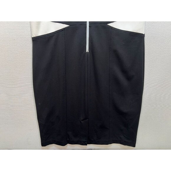 Renuar Womens Tank Midi Dress Sleeveless Stretch Size 14 Black White Back Zipper - Picture 12 of 12